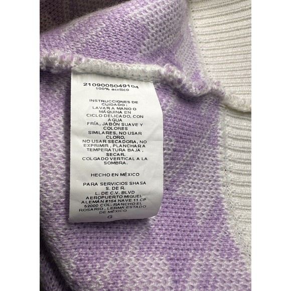 Sasha V Neck Houndstooth Pattern Lilac Sweater Preppy acrylic crop Vest Y2K Sz L - Picture 9 of 9